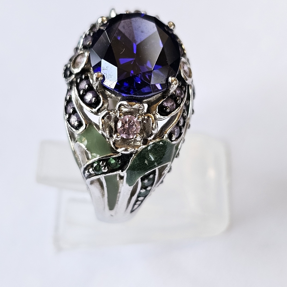 Retired Victoria Wieck Tanzanite and Amethyst Ring in Sterling Silver Sz 8! - Picture 13 of 14
